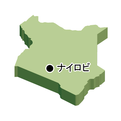 ケニア共和国無料フリーイラスト｜首都名・立体(緑)