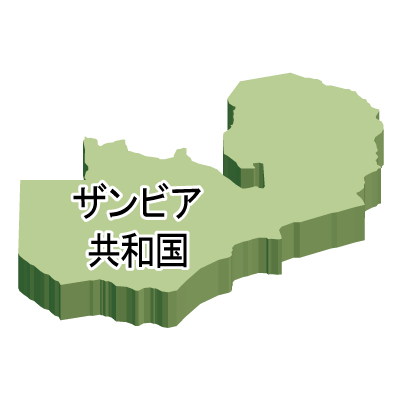 ザンビア共和国無料フリーイラスト｜漢字・立体(緑)