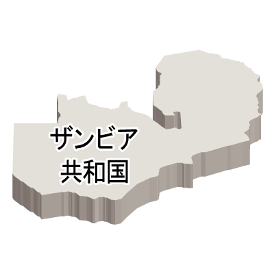 ザンビア共和国無料フリーイラスト｜漢字・立体(白)