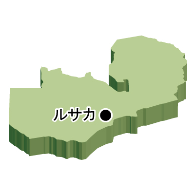 ザンビア共和国無料フリーイラスト｜首都名・立体(緑)