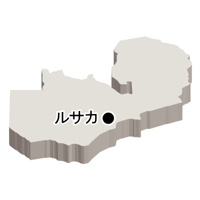 ザンビア共和国無料フリーイラスト｜首都名・立体(白)
