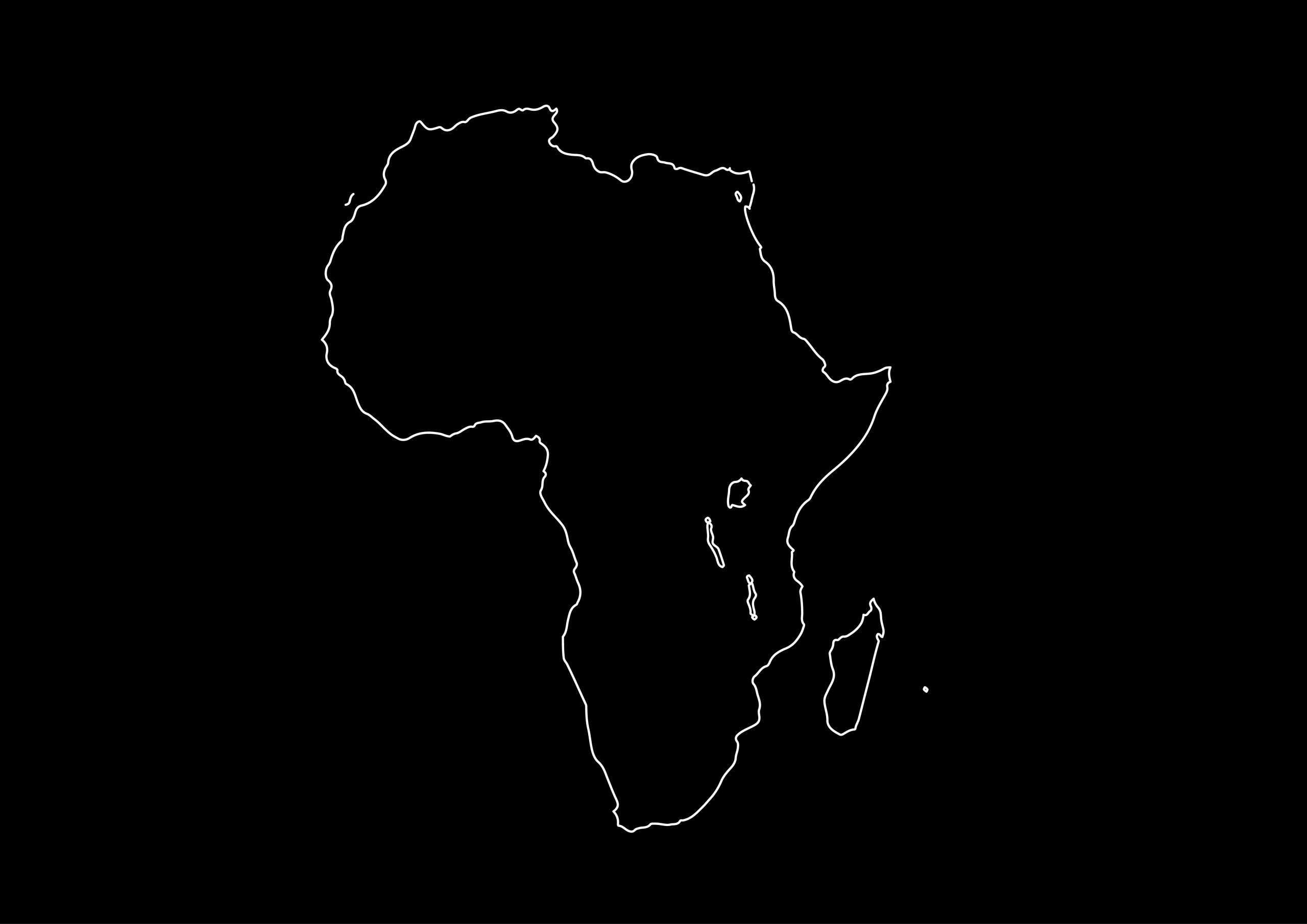 世界地図(アフリカ)無料フリーイラスト｜線画(黒)