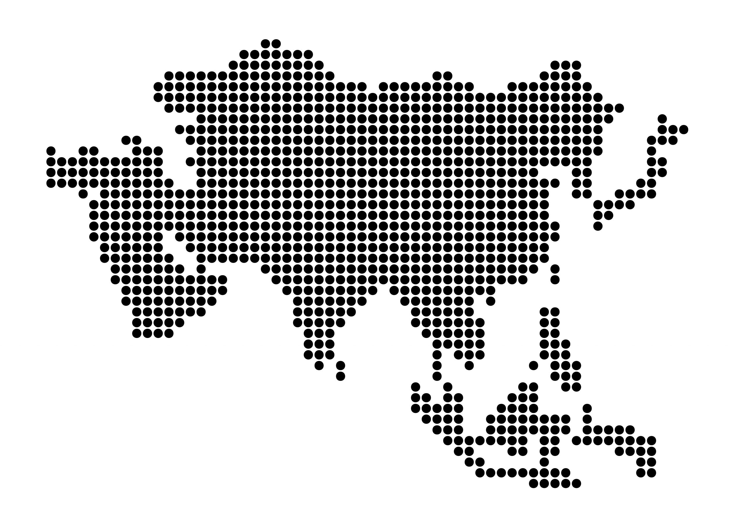 世界地図(アジア)無料フリーイラスト｜ドット(黒)