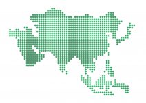 世界地域イラスト・アジア・ドット・緑