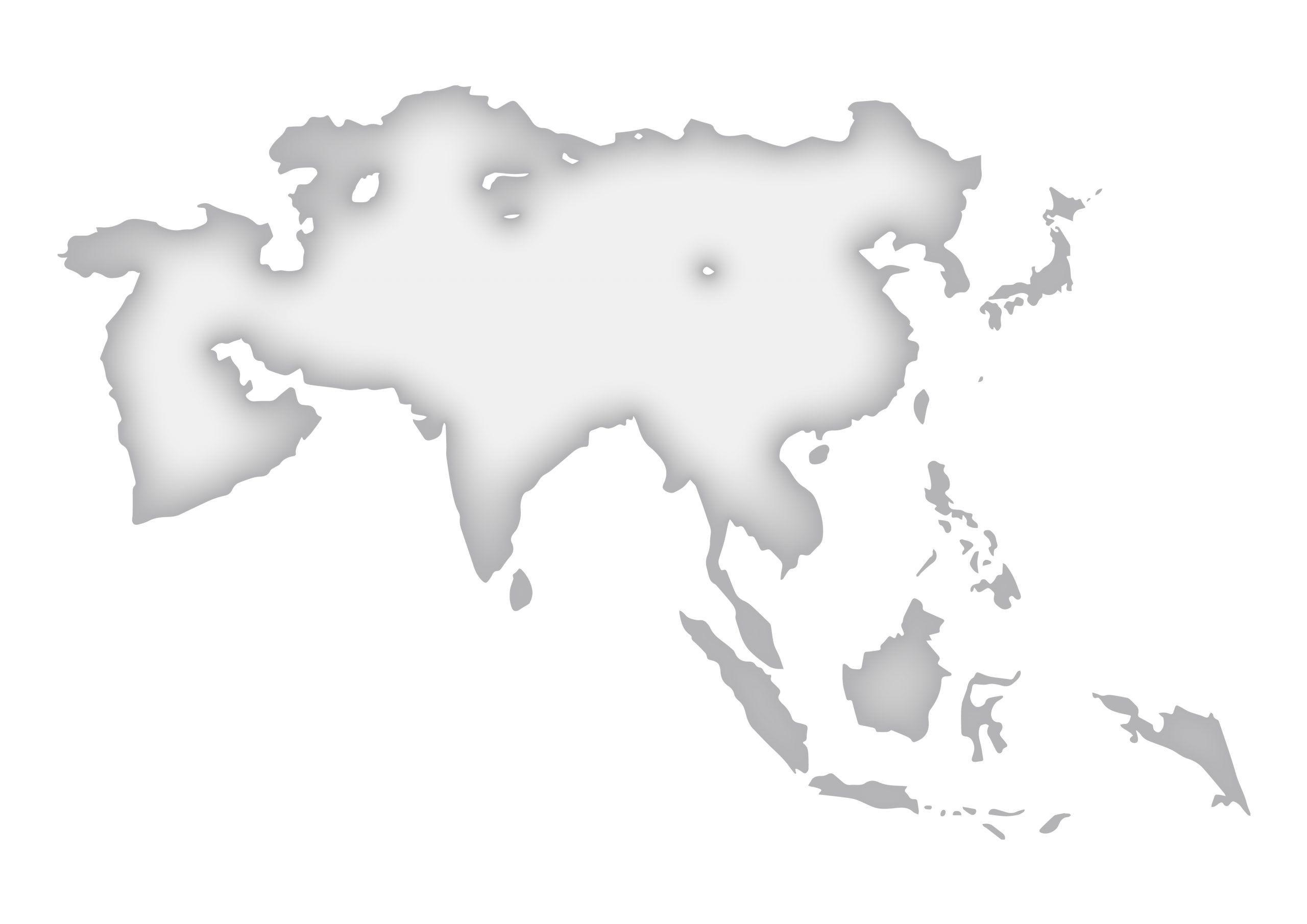 世界地図(アジア)無料フリーイラスト｜ふくらみ(白)