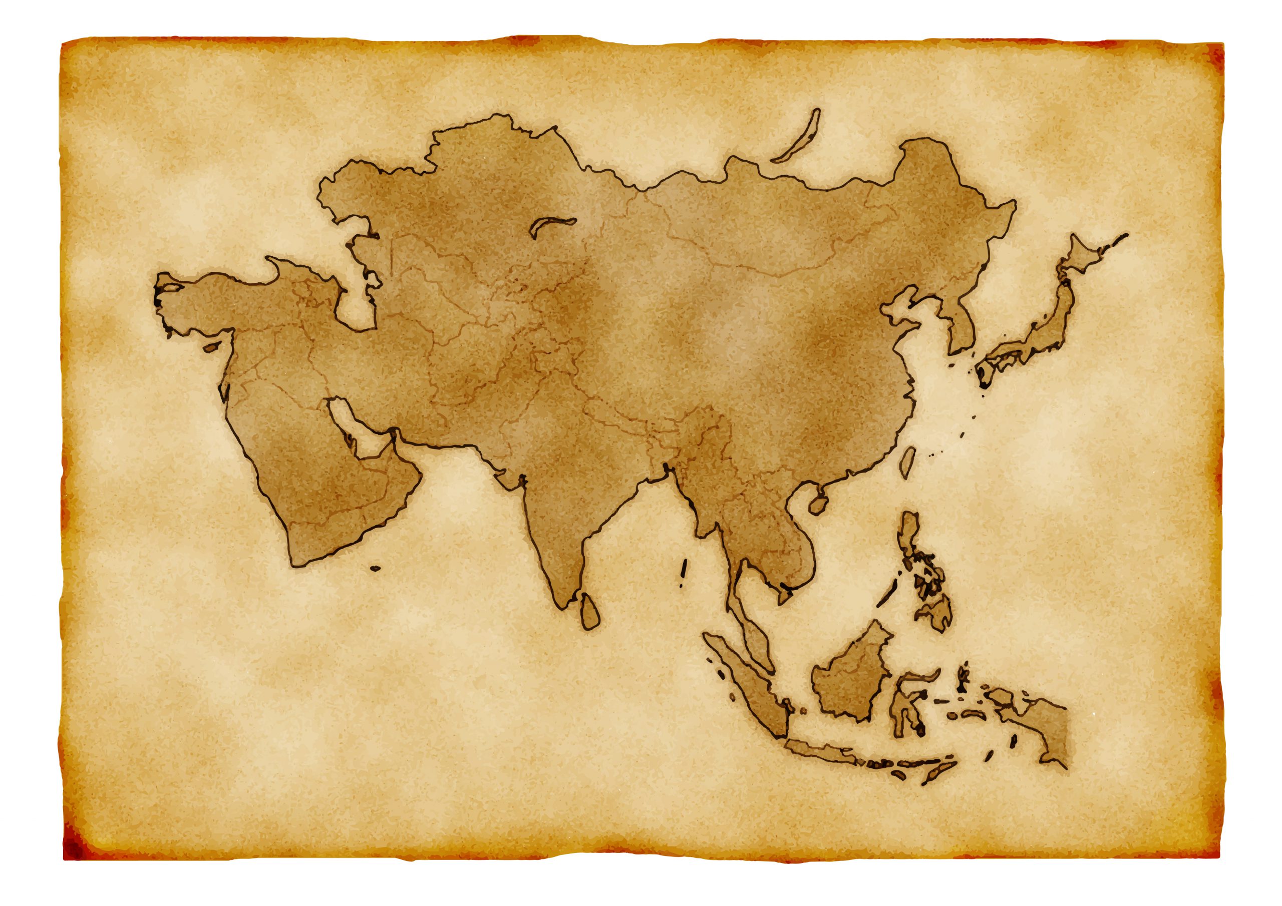 世界地図(アジア)無料フリーイラスト｜旧マップ