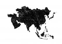 世界地域イラスト・アジア・版画・黒