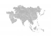 世界地域イラスト・アジア・版画・白
