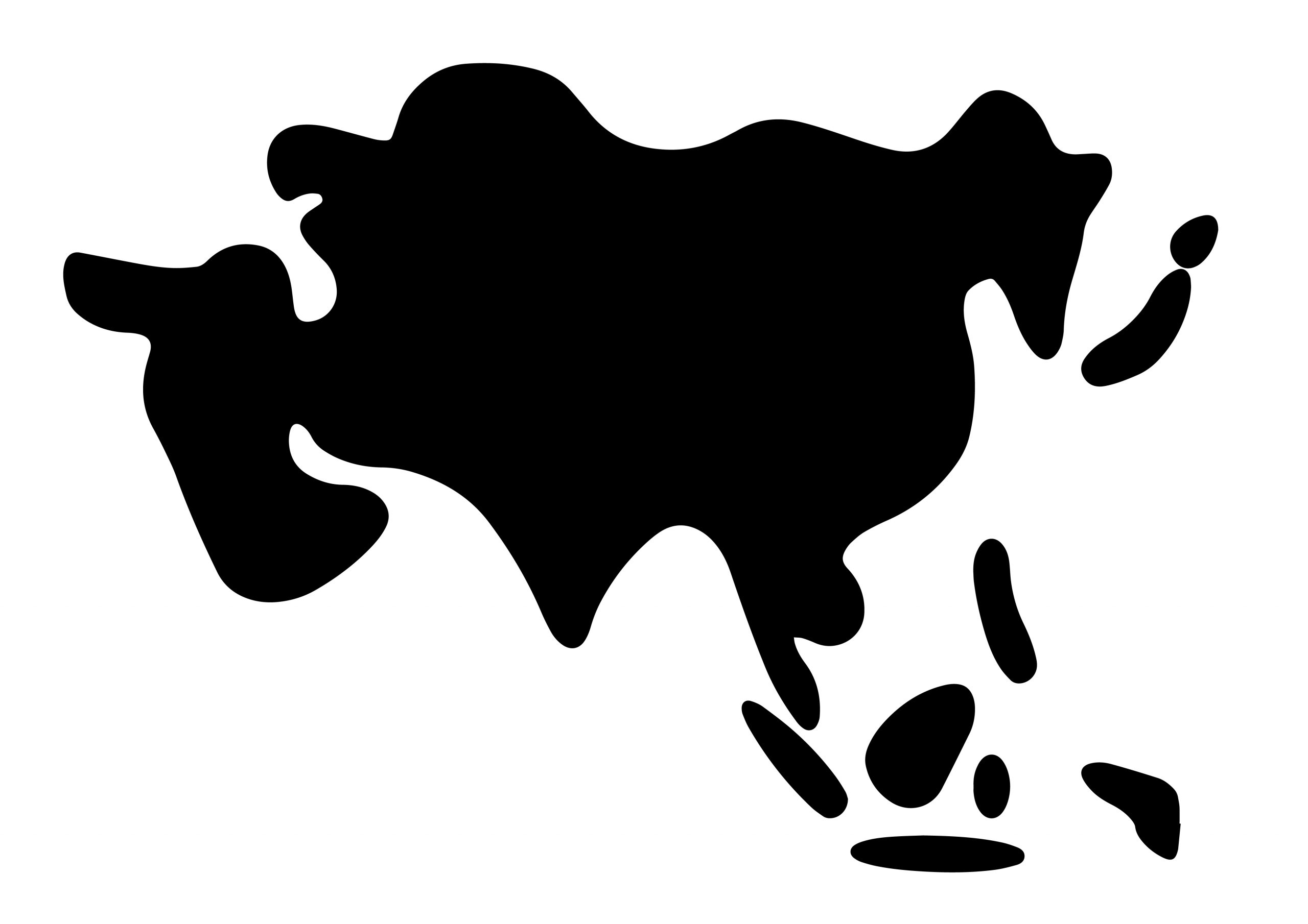 世界地図(アジア)無料フリーイラスト｜簡易太線(黒)