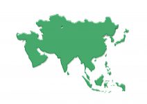 世界地域イラスト・アジア・金属板・緑