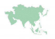 世界地域イラスト・アジア・毛点・緑