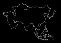 世界地域イラスト・アジア・線画・黒