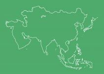 世界地域イラスト・アジア・線画・緑