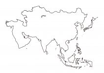 世界地域イラスト・アジア・線画・白