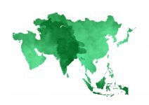 世界地域イラスト・アジア・水彩・緑