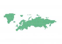 世界地域イラスト・ヨーロッパ・四角ドット・緑