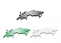 世界地域イラスト・ヨーロッパ・遠近立体・3色