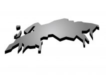 世界地域イラスト・ヨーロッパ・遠近立体・黒
