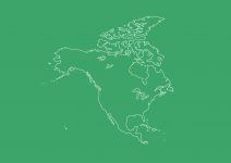 世界地域イラスト・北アメリカ・線画・緑