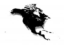 世界地域イラスト・北アメリカ・シャドウ・黒