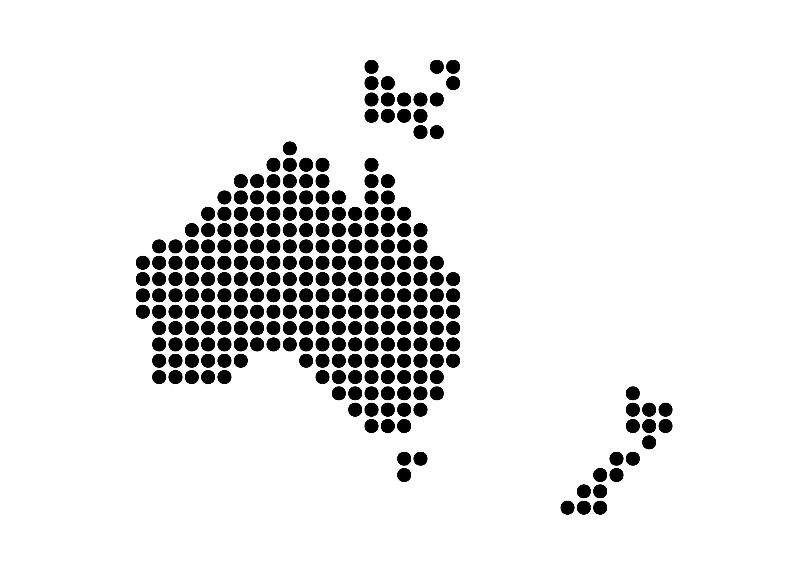 世界地図(オセアニア)無料フリーイラスト｜ドット(黒)