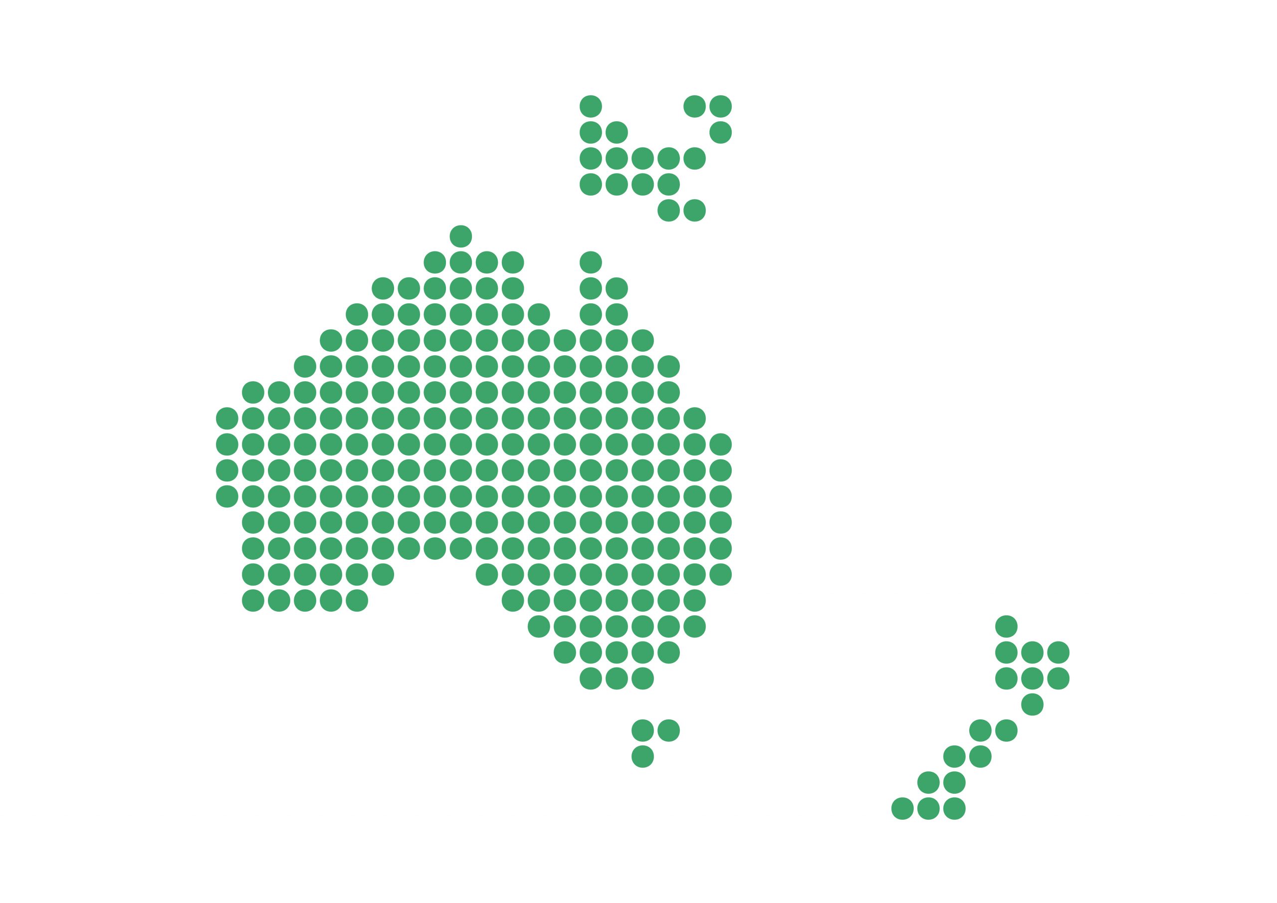 世界地図(オセアニア)無料フリーイラスト｜ドット(緑)