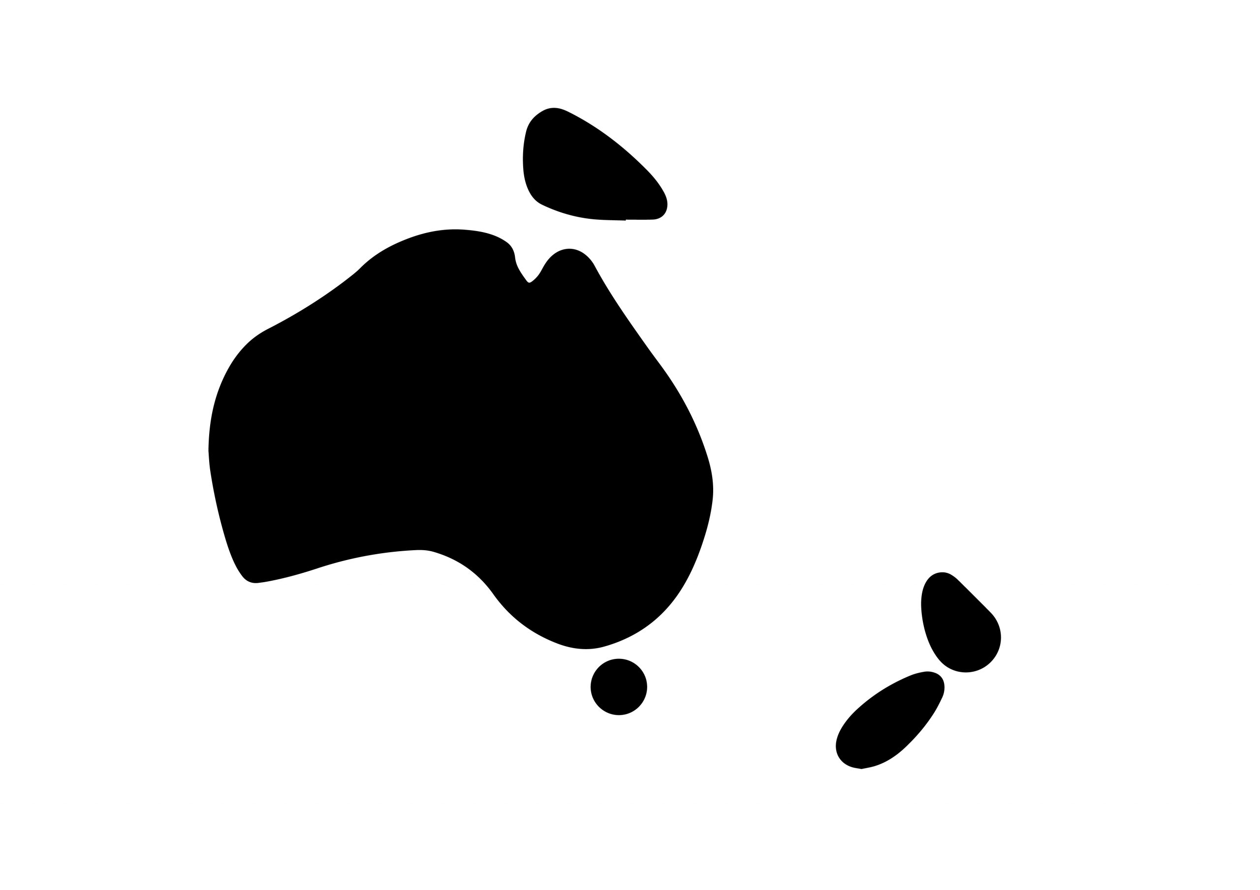 世界地図(オセアニア)無料フリーイラスト｜簡易太線(黒)