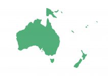世界地域イラスト・オセアニア・毛筆・緑