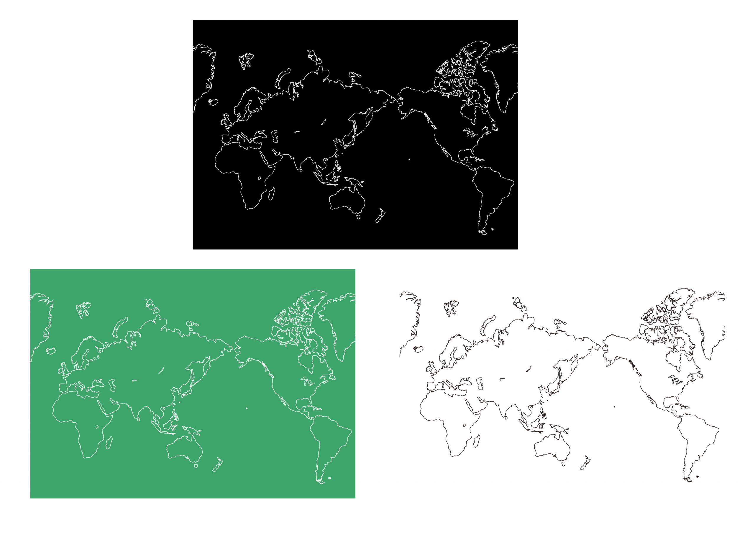 世界地図 全域 イラストを無料ダウンロード