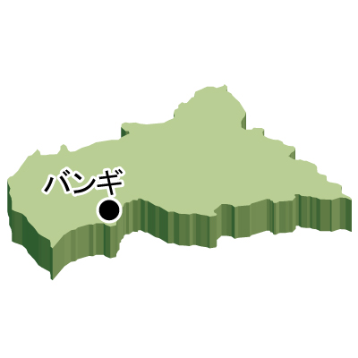 中央アフリカ共和国無料フリーイラスト｜首都名・立体(緑)