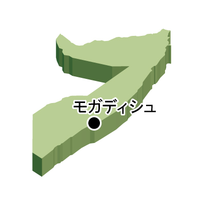 ソマリア連邦共和国無料フリーイラスト｜首都名・立体(緑)