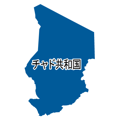 チャド共和国無料フリーイラスト｜漢字(青)