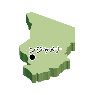 チャド共和国無料フリーイラスト｜首都名・立体(緑)