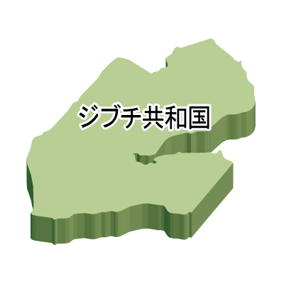 ジブチ共和国無料フリーイラスト｜漢字・立体(緑)