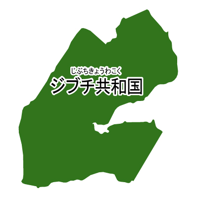 ジブチ共和国無料フリーイラスト｜漢字・ルビあり(緑)