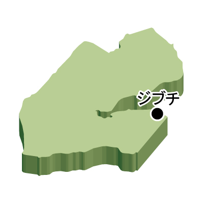 ジブチ共和国無料フリーイラスト｜首都名・立体(緑)