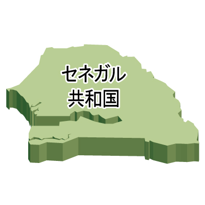 セネガル共和国無料フリーイラスト｜漢字・立体(緑)