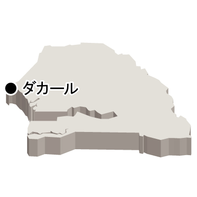 セネガル共和国無料フリーイラスト｜首都名・立体(白)