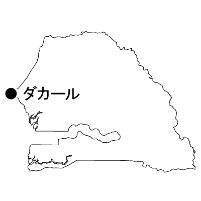 セネガル共和国無料フリーイラスト｜首都名(白)