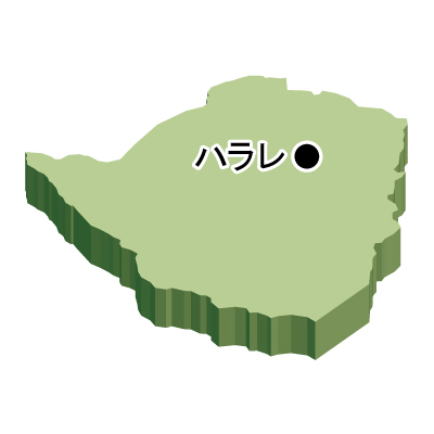 ジンバブエ共和国無料フリーイラスト｜首都名・立体(緑)