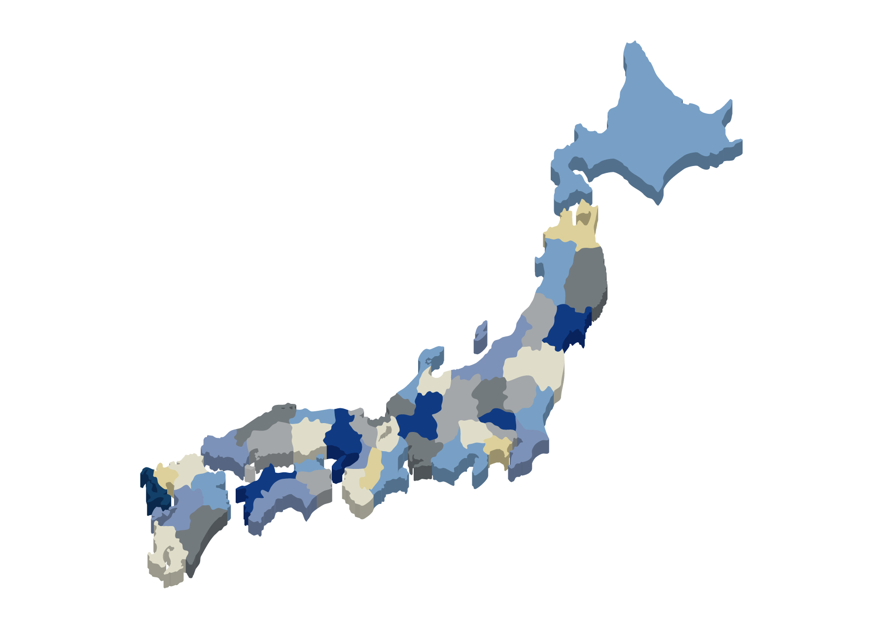 日本地図の無料イラスト素材集 都道府県名 県庁所在地あり