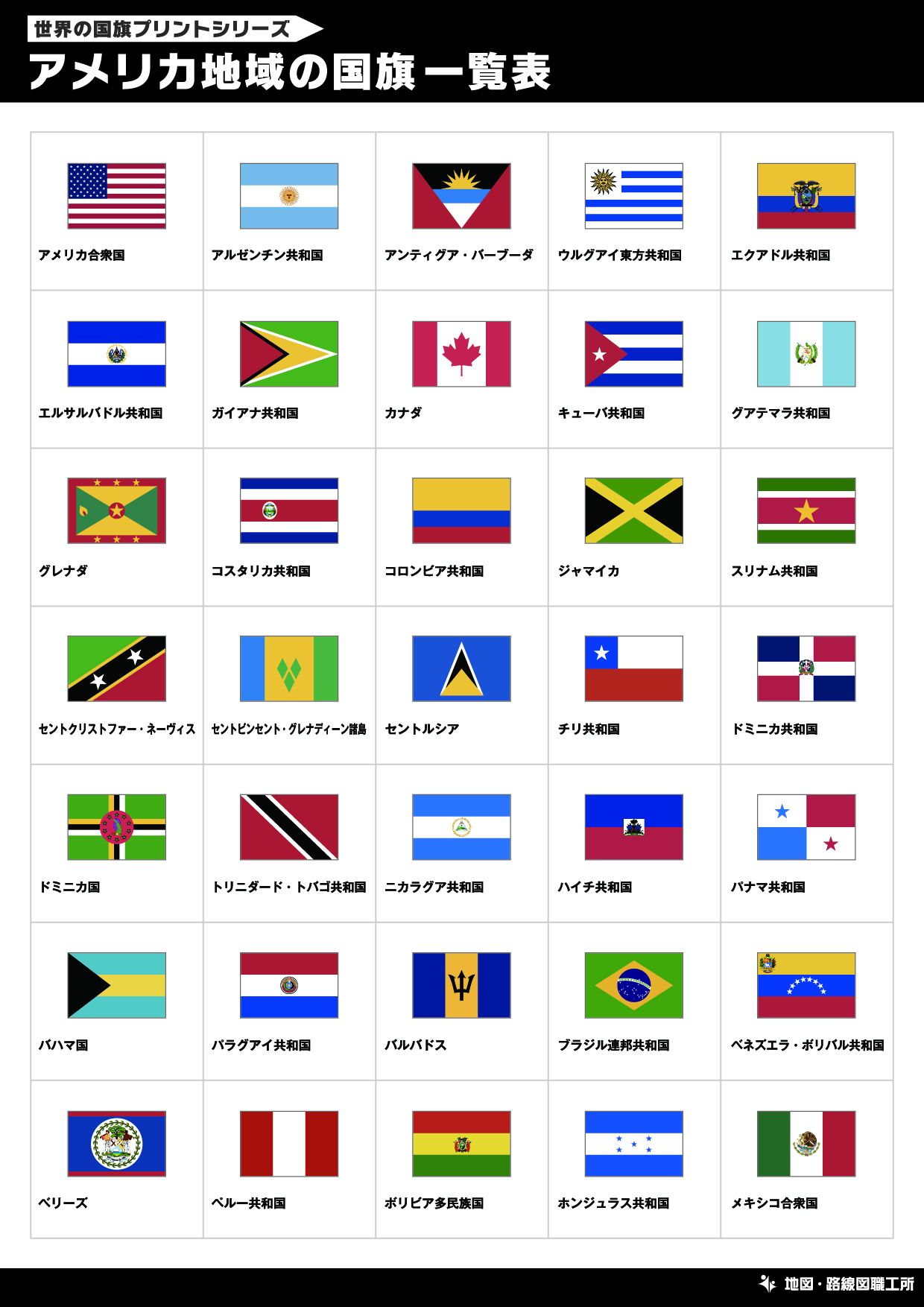 アメリカ地域の国旗一覧表