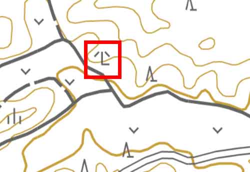 地形図に描かれた地図記号 竹林