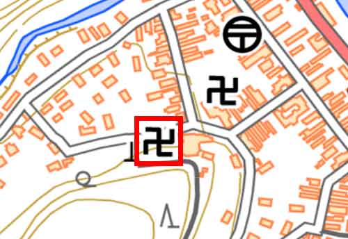 地形図に描かれた地図記号　寺院