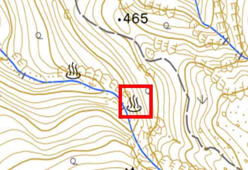地形図に描かれた地図記号 温泉