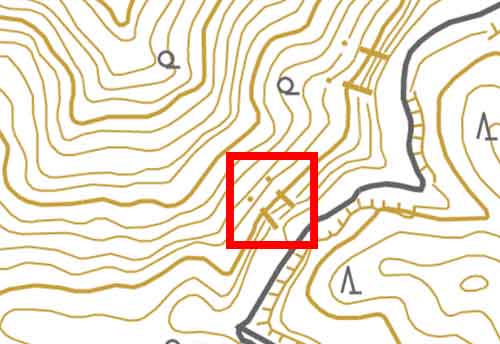 地形図に描かれた地図記号 雨裂