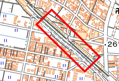 地形図に描かれた地図記号 JR線以外（複線）