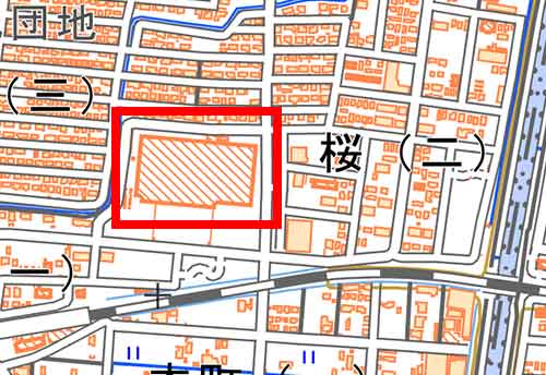 地形図に描かれた地図記号 総描建物（大）