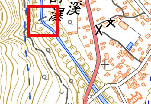 地形図に描かれた地図記号 滝(大)
